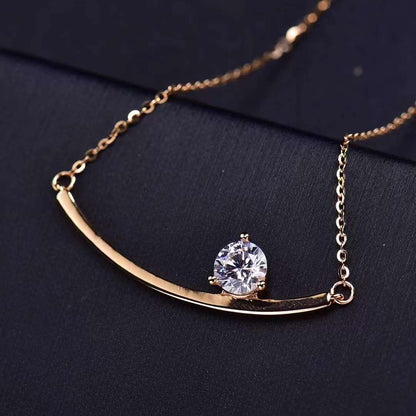 18K Gold Celestial Curve Necklace 2.0 Carat Moissanite Gemstone