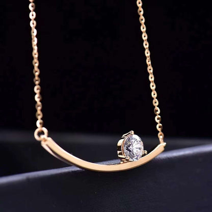 18K Gold Celestial Curve Necklace 2.0 Carat Moissanite Gemstone