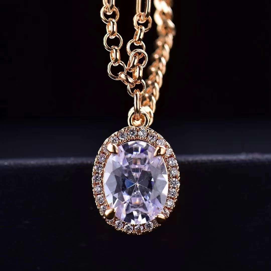 18K Rose Gold Necklace 1.5 ct. Moissanite Gemstone