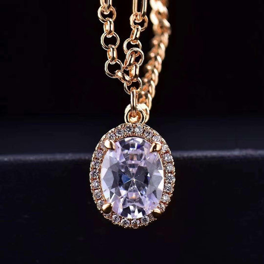 18K Rose Gold Necklace 1.5 ct. Moissanite Gemstone