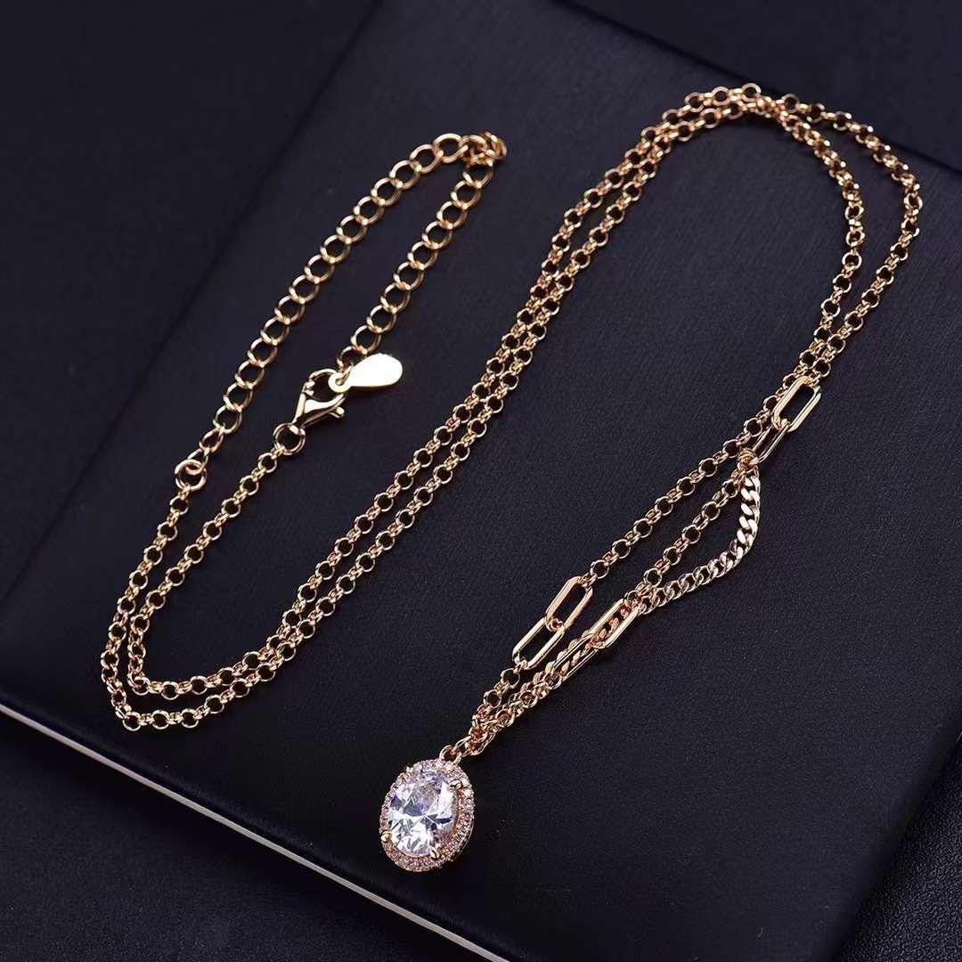 18K Rose Gold Necklace 1.5 ct. Moissanite Gemstone