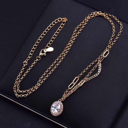 18K Rose Gold Necklace 1.5 ct. Moissanite Gemstone