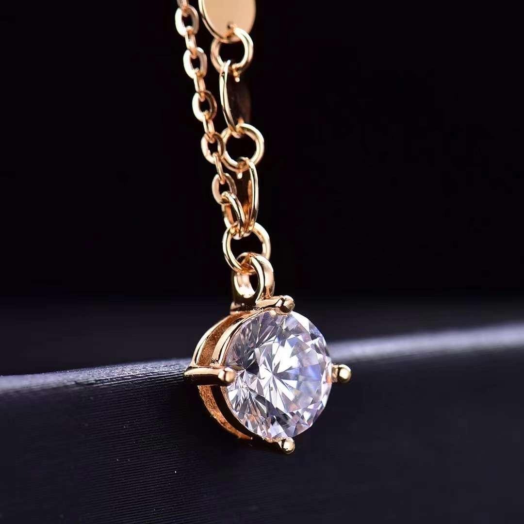 Elegant 18K Rose Gold Necklace 0.5 ct. Moissanite Gemstone