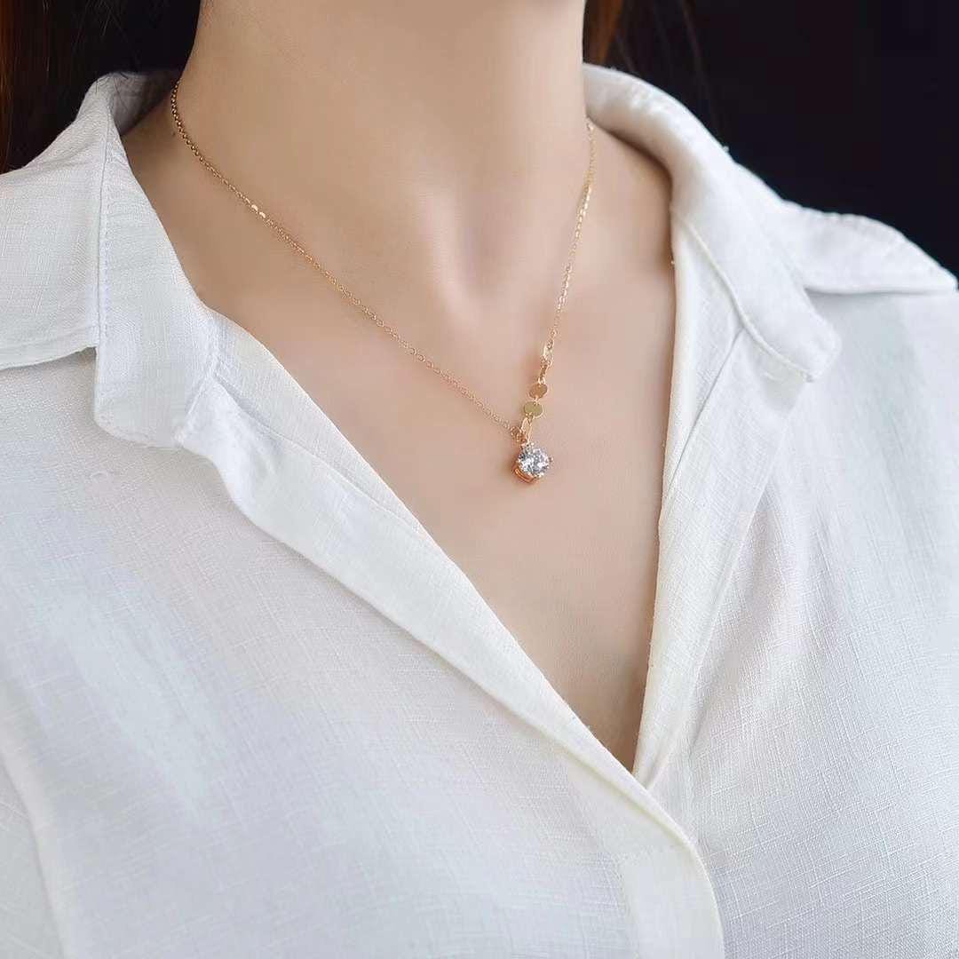 Elegant 18K Rose Gold Necklace 0.5 ct. Moissanite Gemstone