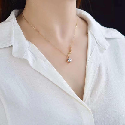 Elegant 18K Rose Gold Necklace 0.5 ct. Moissanite Gemstone