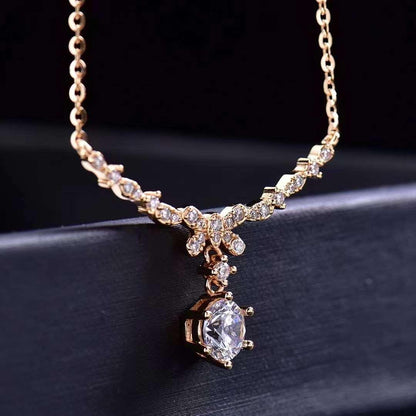 Butterfly Style 18K Rose Gold Necklace 1.0 ct. Moissanite Gemstone