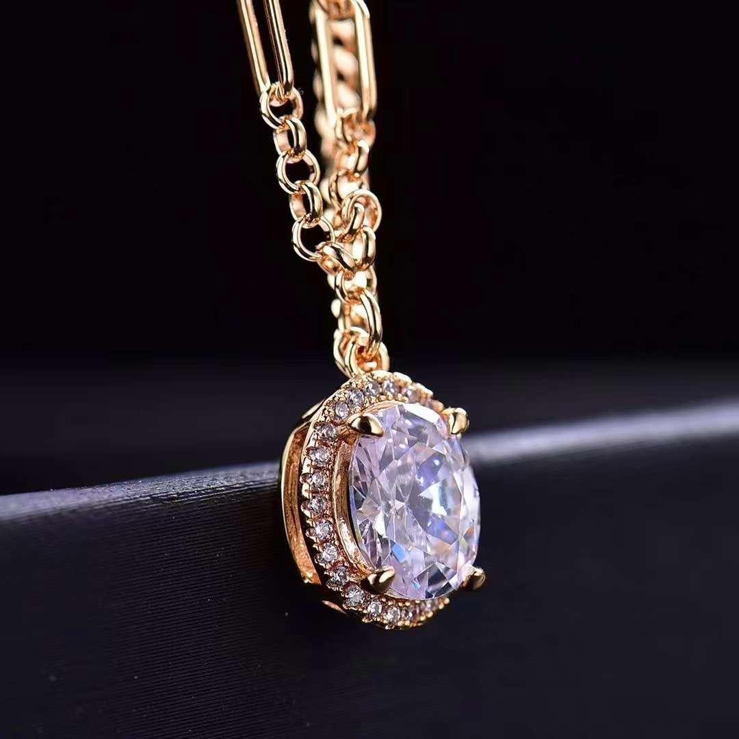 18K Rose Gold Necklace 1.5 ct. Moissanite Gemstone